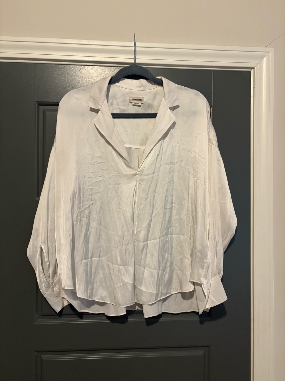 Zadig & Voltaire Tamy Satin Tunic Shirt White S